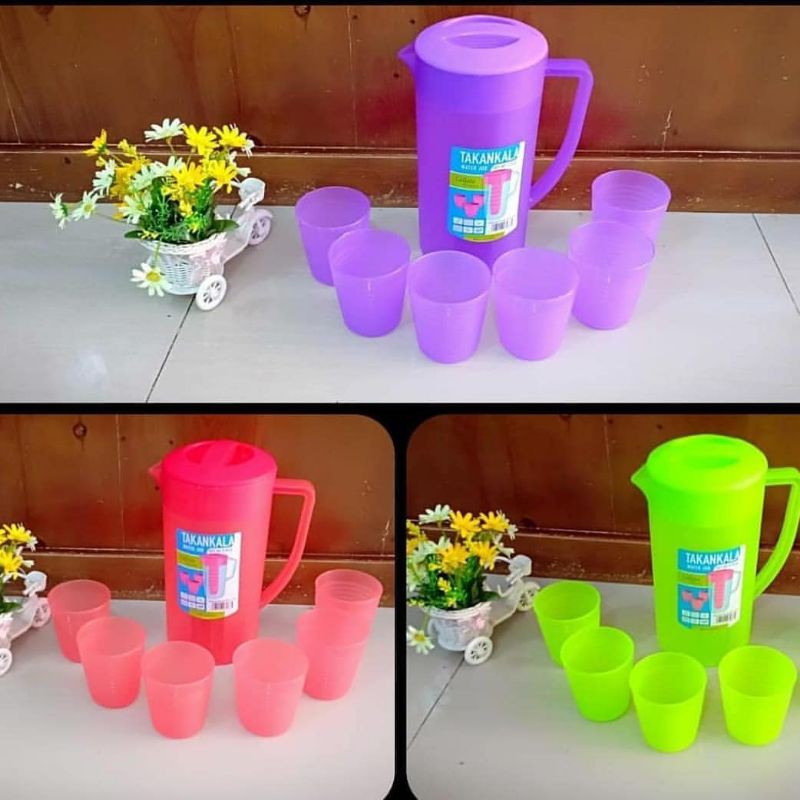 Jual Water Jug Set Calista Takankala Teko Dan Gelas Plastik Set Shopee Indonesia 0344