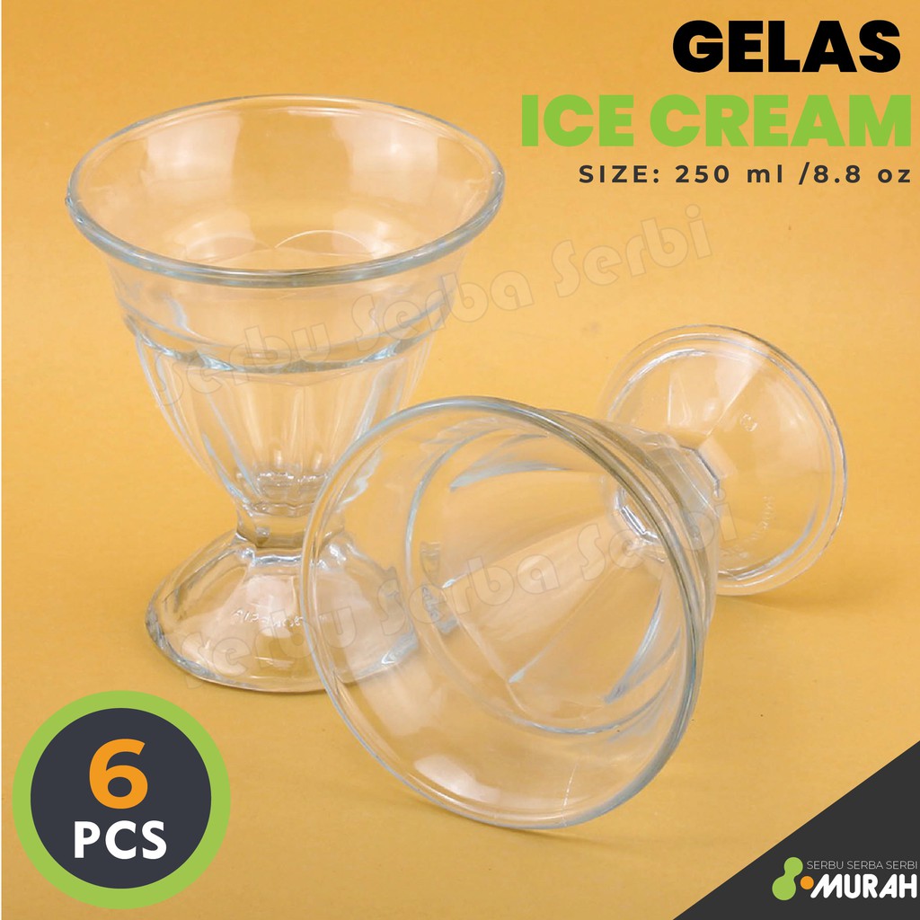 Jual Set 6 Pcs Gelas Ice Cream Vanilla Pj 92 9 Big Size 250 Ml Gelas Kaca Citinova Gelas 1953