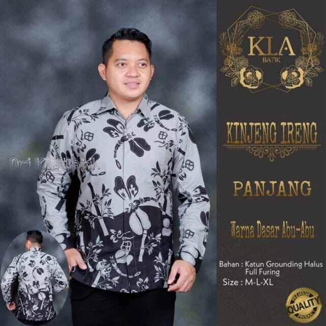Jual Batik pria terbaru warna abu-abu / kemeja batik pria lengan ...