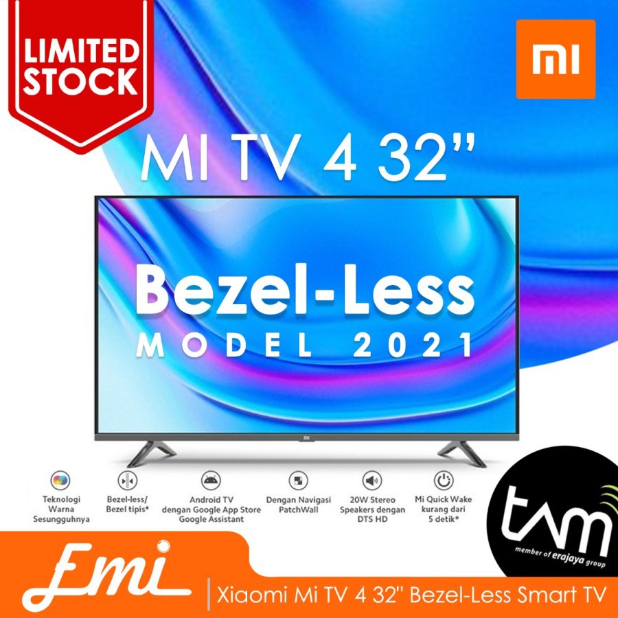 Jual Xiaomi Mi TV 4 32 Bezel-less Bezelless 32 Inch HD Android Smart TV ...