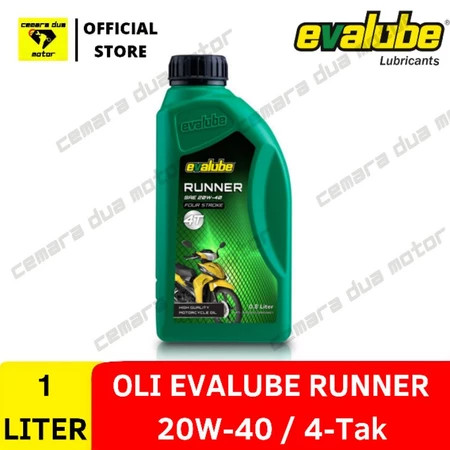 OLI EVALUBE RUNNER 4T 20W-40 1 LITER OLI EVALUBE RUNNER OLI MESIN OLI MOTOR OLI HONDA YAMAHA SUZUKI KAWASAKI OLI BEBEK OLI MURAH