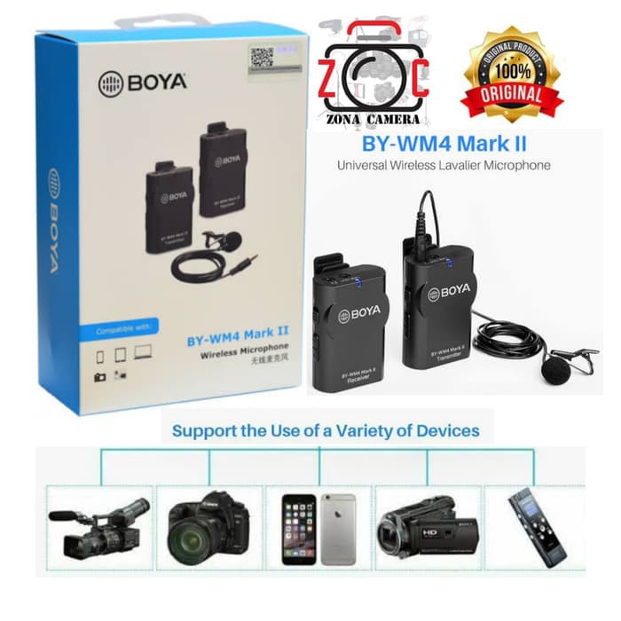 Jual Boya WM4 Mark II Lavalier Wireless Microphone Vlog Hp Mic Camera ...