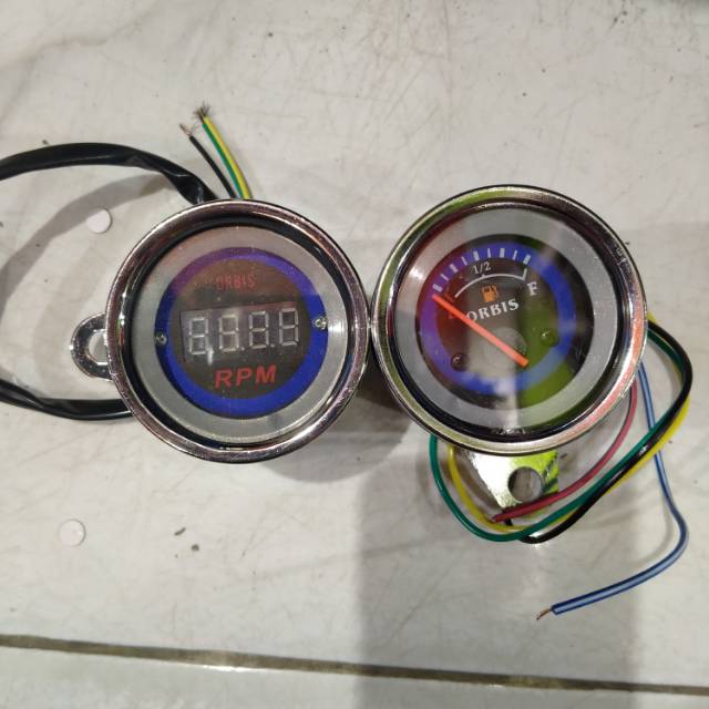 Jual Speedometer indikator RPM digital plus amper bensin ORBIS bulat ...