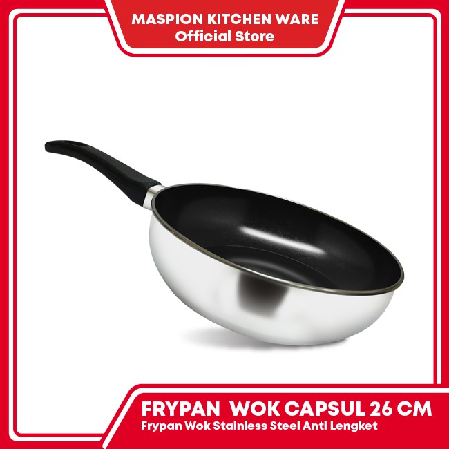 Jual MASPION FRY PAN WOK CAPSUL 26 cm - Frypan Stainless Steel Anti ...