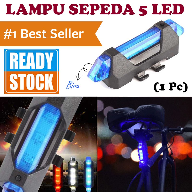 Jual TOM RIDER - Lampu Sepeda 5 LED Taillight Rechargeable DC-918 for ...