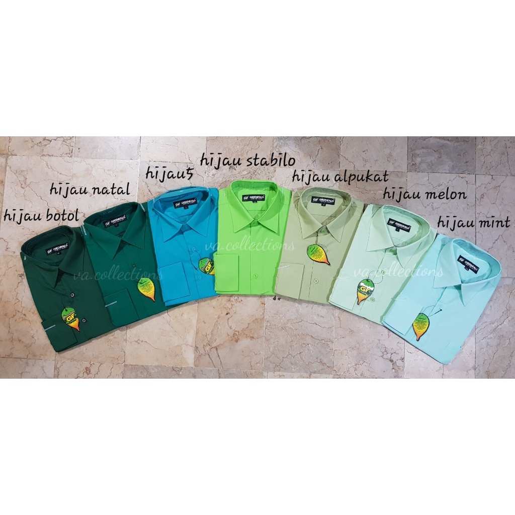 Jual Kemeja Pria Greenfalo Kemeja Polos Lengan Panjang Pria Serian Warna Hijau Shopee Indonesia