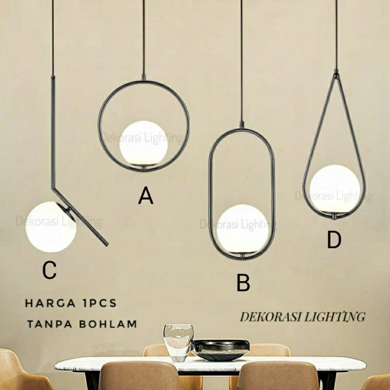 Jual Lampu Gantung Gold Bola Kaca Susu Modern Minimalis Pendant Light Shopee Indonesia