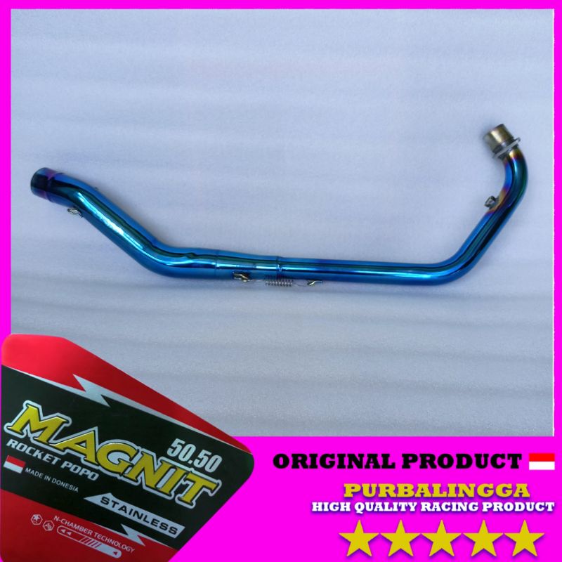 Jual Pipa Leher Header Knalpot Full Bending Bluemoon Honda Sonic 150 R Supra Gtr 150 Full Blue 7054