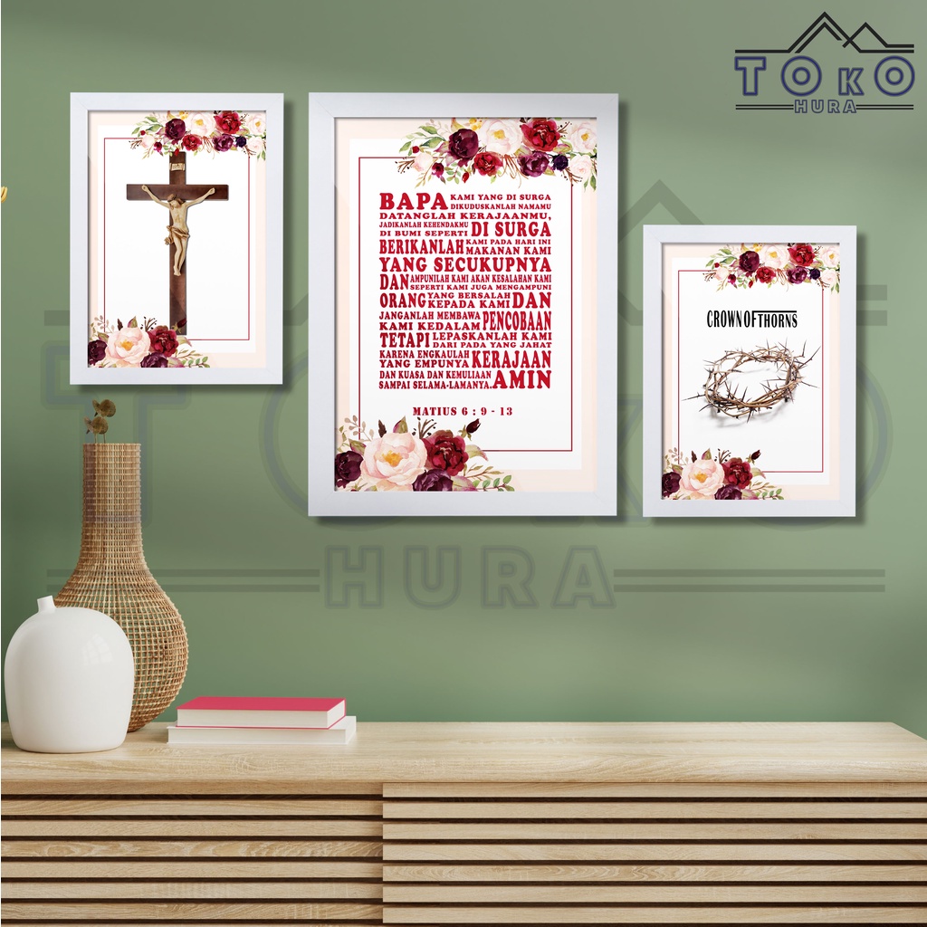 Jual Pajangan Hiasan Dinding Kristen Doa Bapa Kami / Salib/ Katolik ...