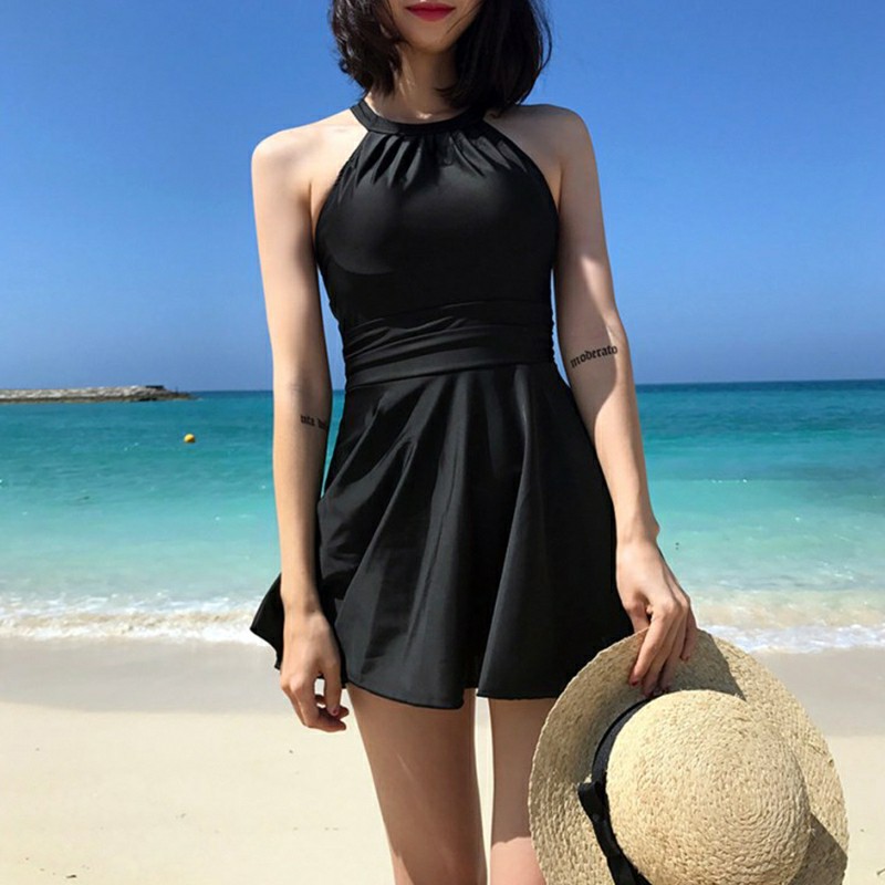 Jual 𝐑𝐄𝐀𝐃𝐘 𝐒𝐓𝐎𝐂𝐊 𝐒𝐀𝐅 JESSLYN black halter swimdress one piece woman