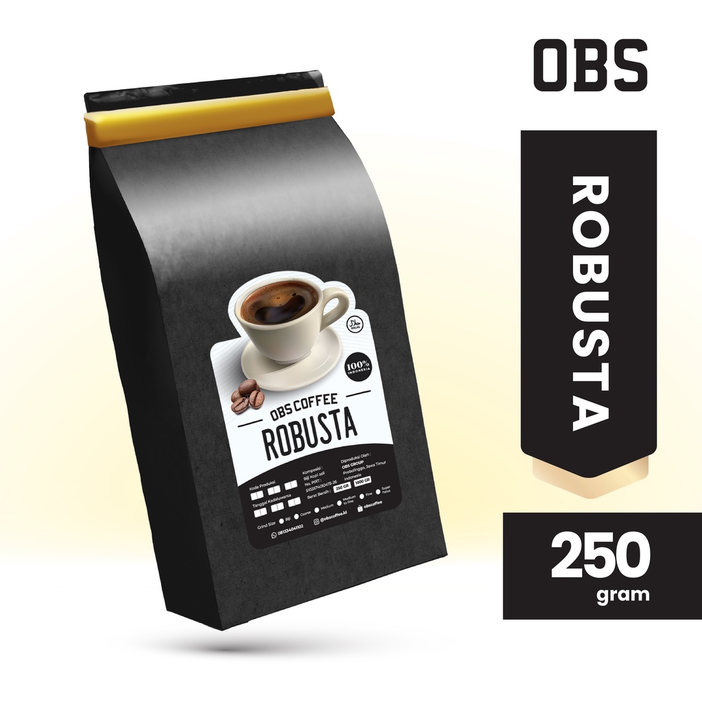 Jual Kopi Robusta 250 Gram Biji Bubuk Roasted Coffee 250 Gr OBS Coffee Robusta 250gr