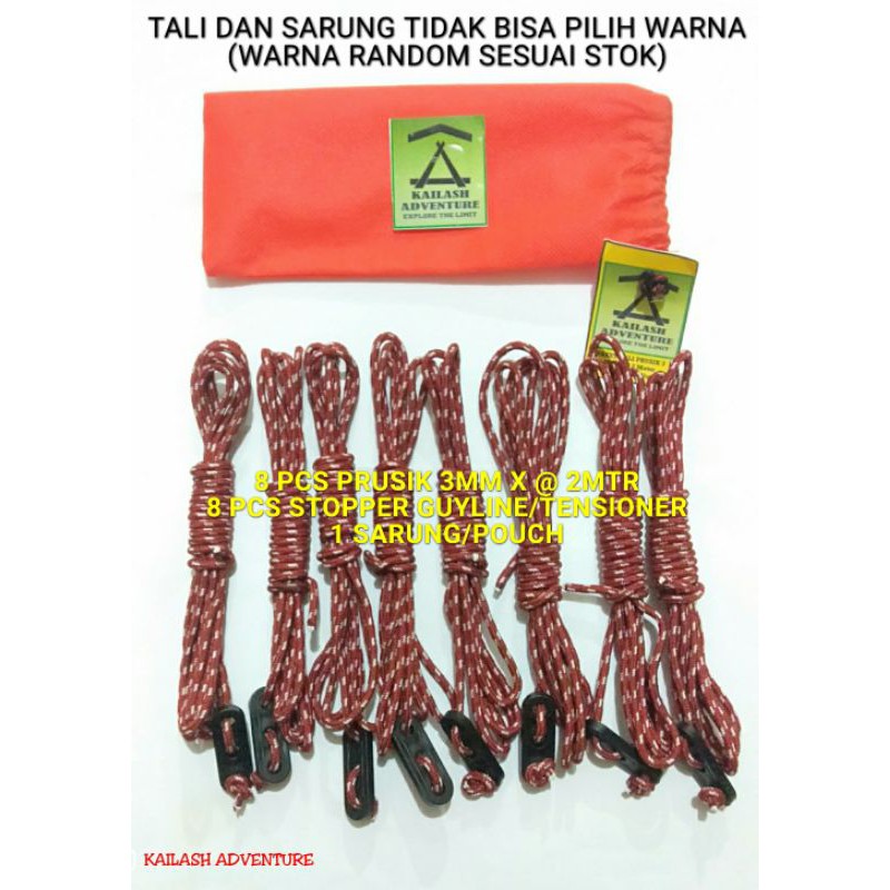 Paket Tali Prusik dan Stoppee Guyline Flysheet dan tenda