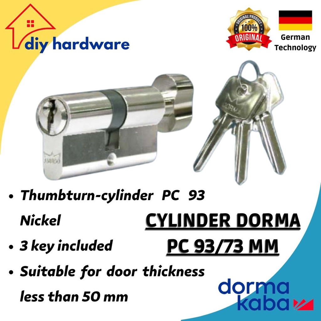 Jual Dorma Cylinder PC 93/71mm Thumbturn Cylinder Shopee Indonesia
