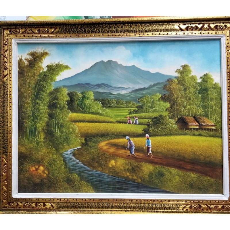 Jual lukisan kanvas, lukisan pemandangan sawah|lukisan dekorasi rumah