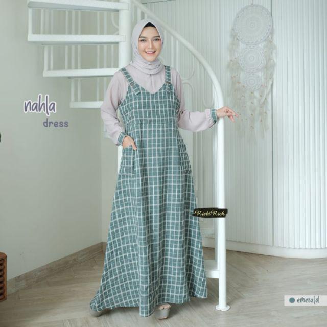 Jual Riskirich Gamis Katun Madinah Polos Kotak Model Overall Adem Jumbo Shopee Indonesia