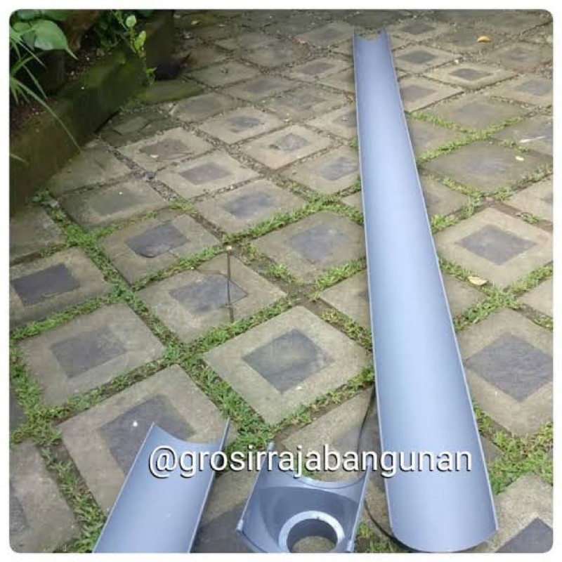 RAJA Talang air setengah lingkaran abu 8 inch panjang 4M lentur kuat