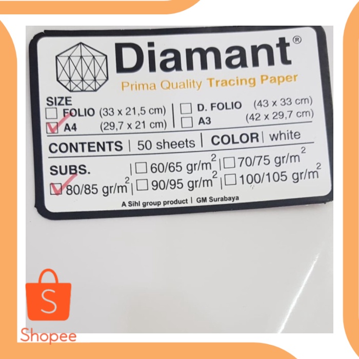 Jual Kertas Kalkir A4 Tracing Paper Diamant 80 Gr Isi 50 Lembar