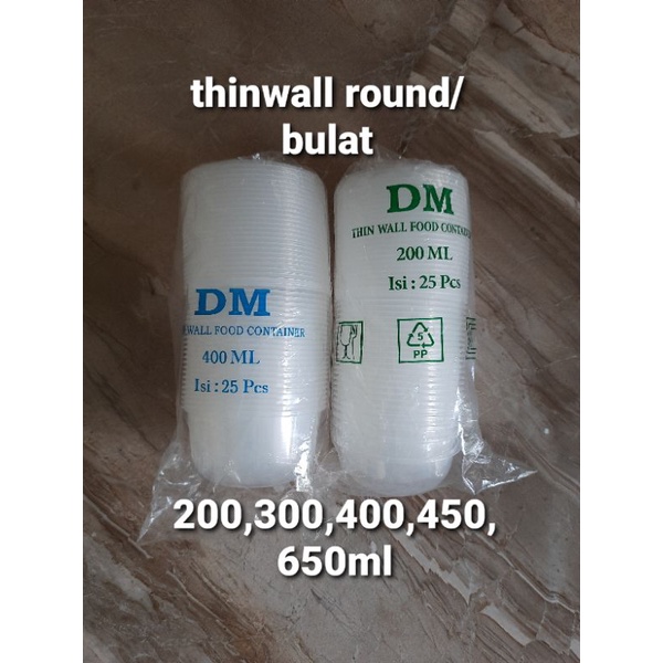 Jual Thinwall Bowl Mangkok Plastik Bulat Round 200ml 300ml 400ml 450ml