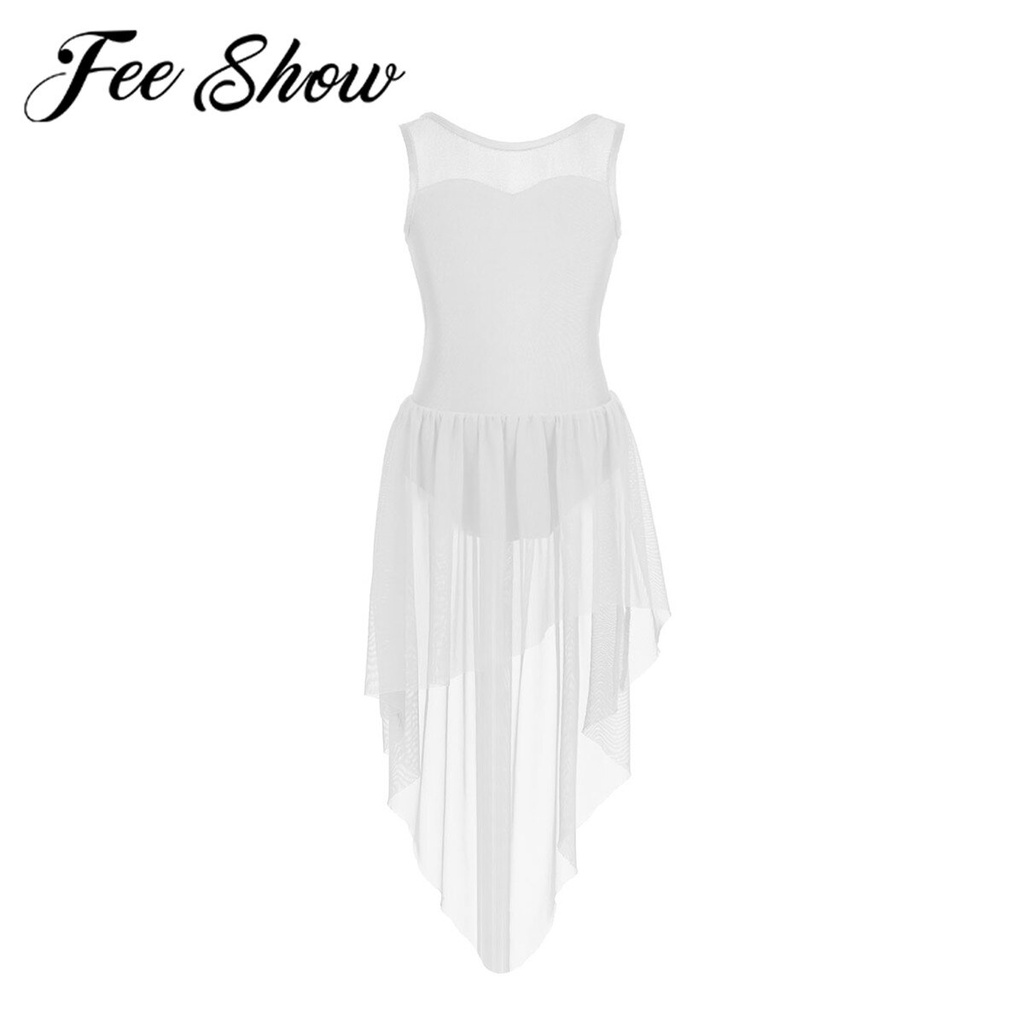 Jual PREORDER Feeshow Girls Asymmetric Tulle Ballet Dance Dress Gymnastic Leotard Kids Lyrical