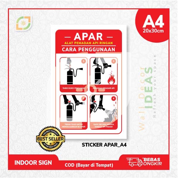 Jual SIGN LABEL STICKER APAR K3 A4/A3 Rambu Safety/Papan Tanda INDOOR ...