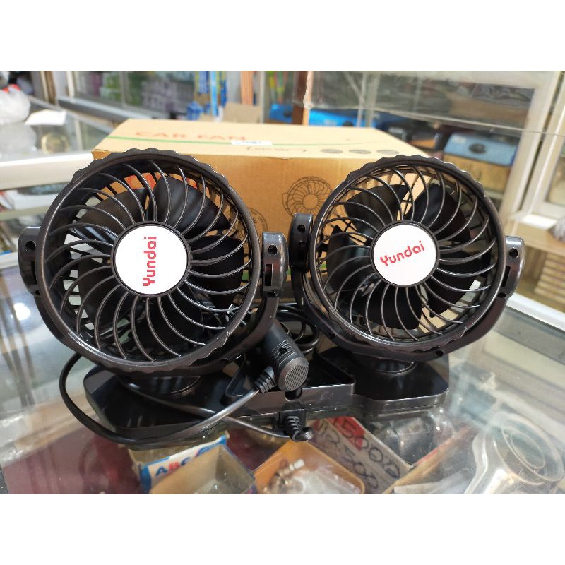 Jual Kipas Angin Mobil Double Blower - Car Fan Yundai 12V - 24V Double ...