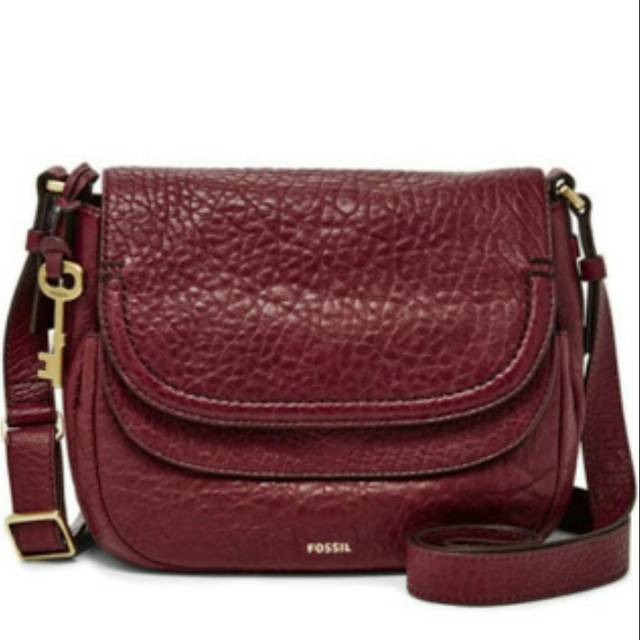 FOSSIL ORIGINAL PEYTON SMALL DOUBLE FLAP CROSSBODY WINE