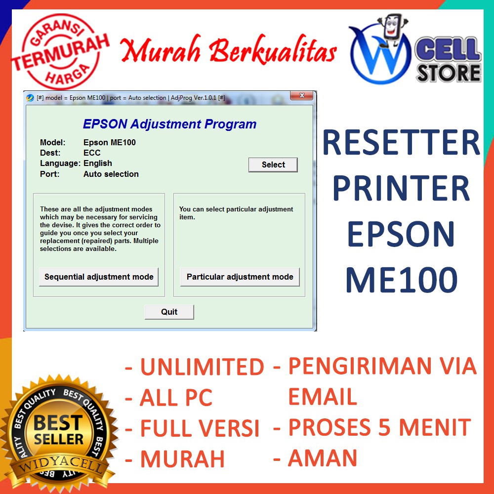 Jual Software Resetter Reset Reseter Printer Epson Me100 Unlimited Aktivasi Full Version 2997