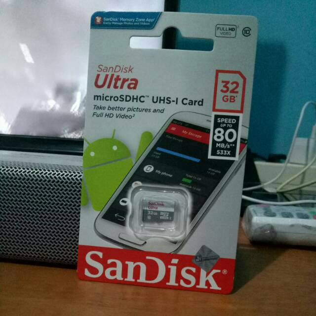 Jual Memori MicroSD Sandisk 32Gb CL10 MMC micro Sandisk 32 Gb 80Mbps ...