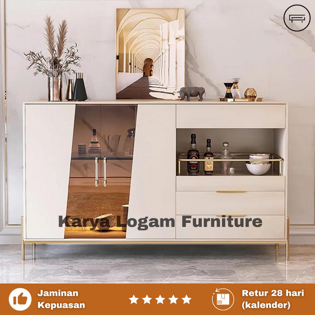 Jual Lemari Buffet Minimalis Buffet Kabinet Modern Kaki Stainless Dan Mdf Shopee Indonesia