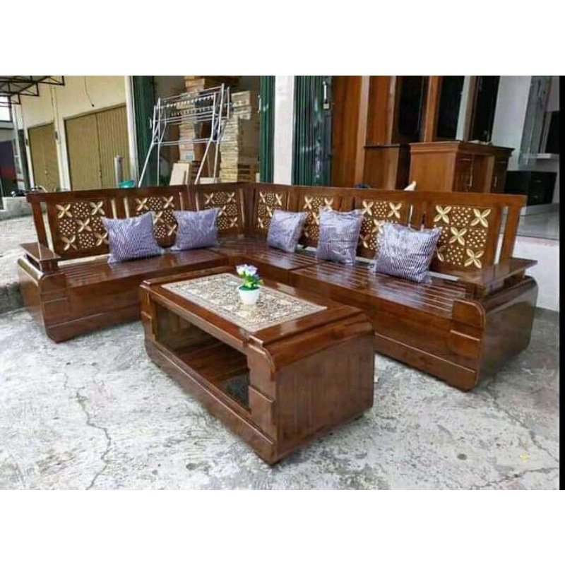 Jual Kursi Ruang Tamu Sofa Minimalis Kayu Jati | Shopee Indonesia