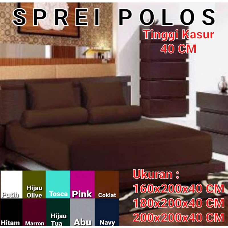 Jual Sprei Polos Tinggi Kasur 40 CM Ready Ukuran 160x200 CM, 180x200 CM ...