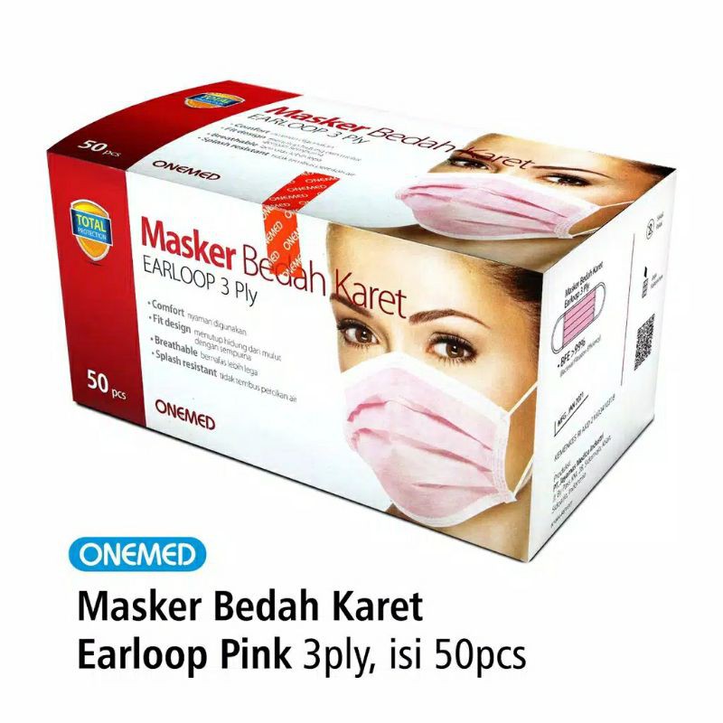 Jual Masker Bedah Karet Earloop 3ply Onemed Isi 50pcs / Masker Medis ...