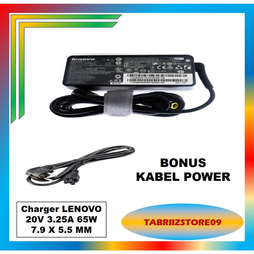 Chargeur Lenovo 65W 20V 3.25A - Pour ThinkPad X230, X300, X60 - Noir