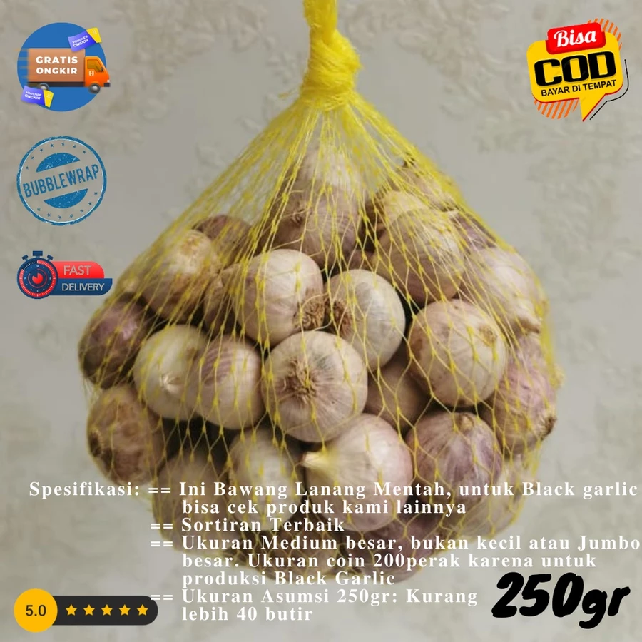 Bawang Putih Tunggal MENTAH Bawang Lanang 250gr