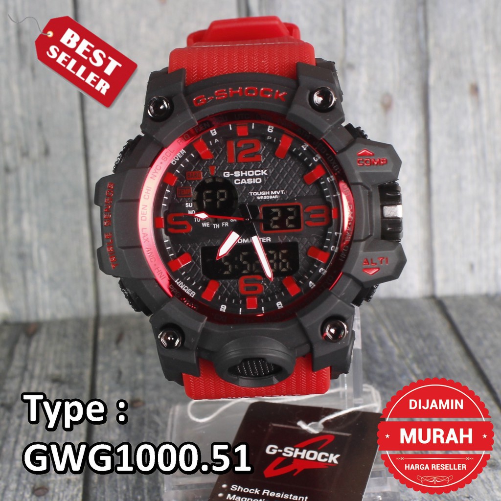 PALING MURAH G Shock Casio Mudmaster GWG1000 Full Merah Red jam tangan digital pria anak
