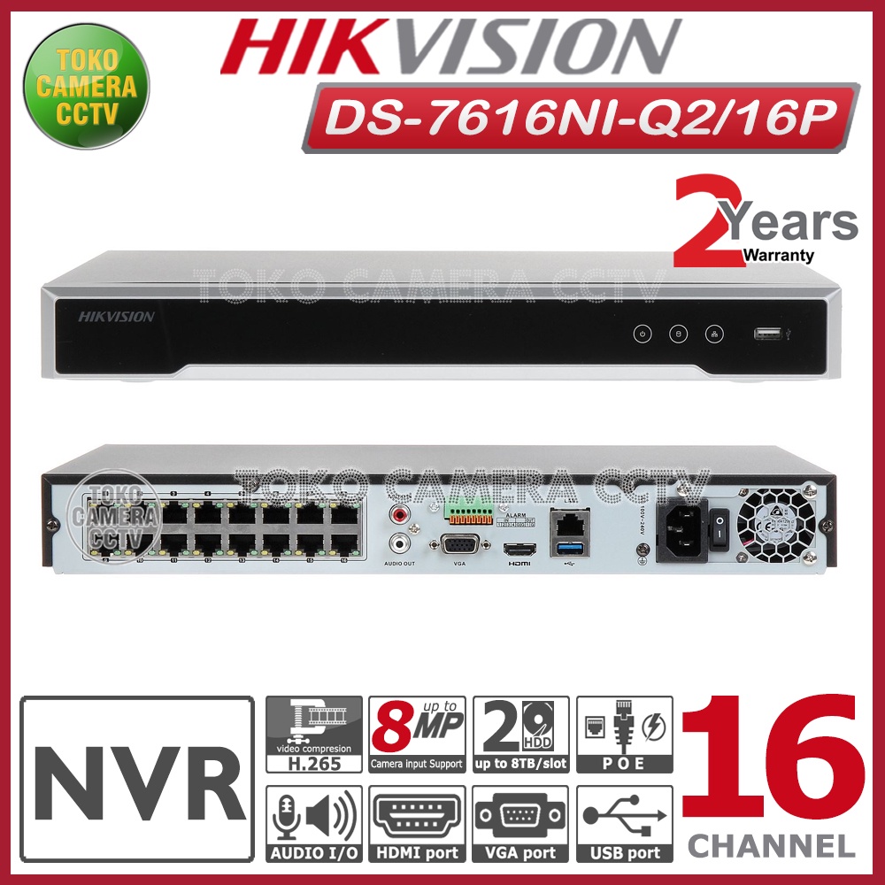 Jual NVR 16 CHANNEL HIKVISION DS-7616NI-Q2-16P POE | Shopee Indonesia