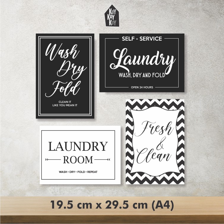 Jual Hiasan Dinding Aesthetic Laundry Room Papan Tanda Laundry Room Sign Pajangan Monokrom