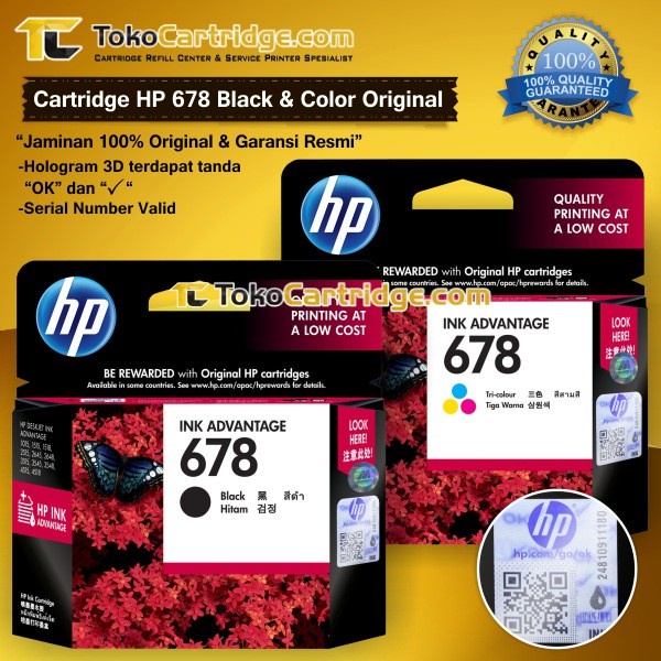 Jual Tinta HP 678 Black dan HP 678 Color Original 1 set | Shopee Indonesia