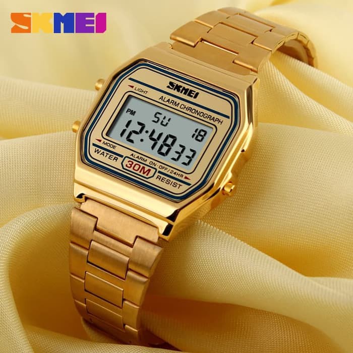 Jual Jam Tangan Pria Digital SKMEI 1123 Gold Water Resistant 30M Shopee Indonesia