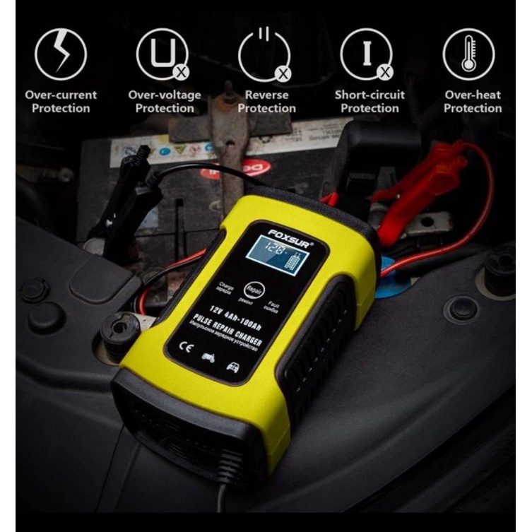 Jual Cas Aki Accu/ foxsur Charger Baterai Aki Mobil Motor 12V 6A dengan