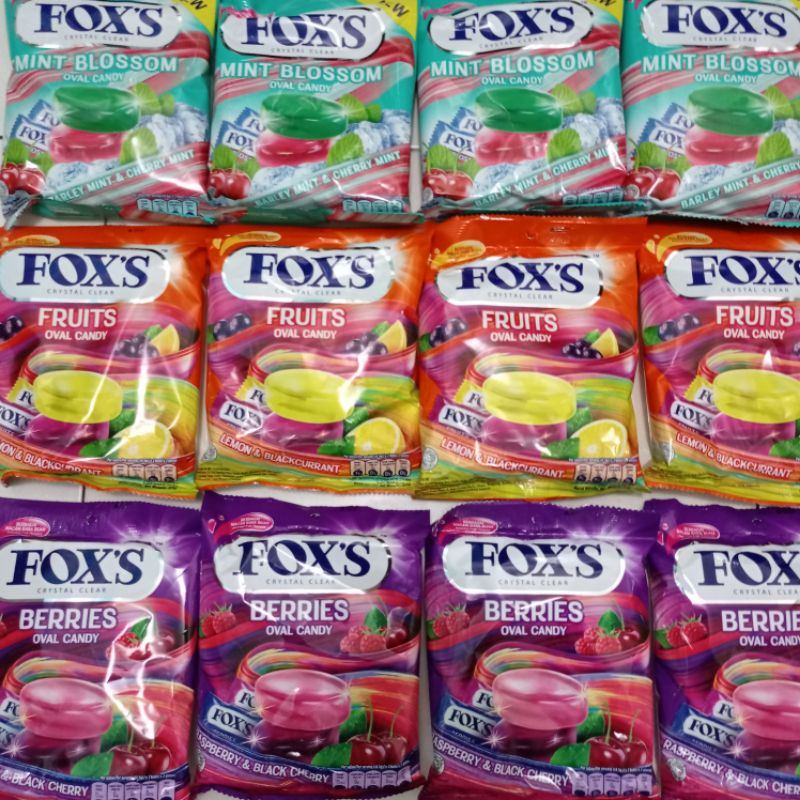 Jual Permen Foxs Foxs Crystal Clear Varian Fruits Mint Blossom Berries Oval Candy 125 Gram 5310