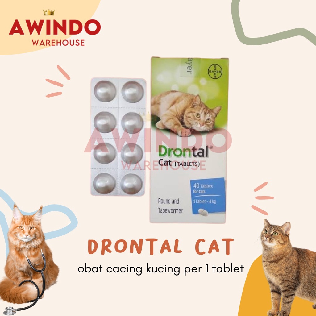 Jual DRONTAL CAT KUCING 1 TABLET Obat Cacing Hewan Kucing Cat Kitten