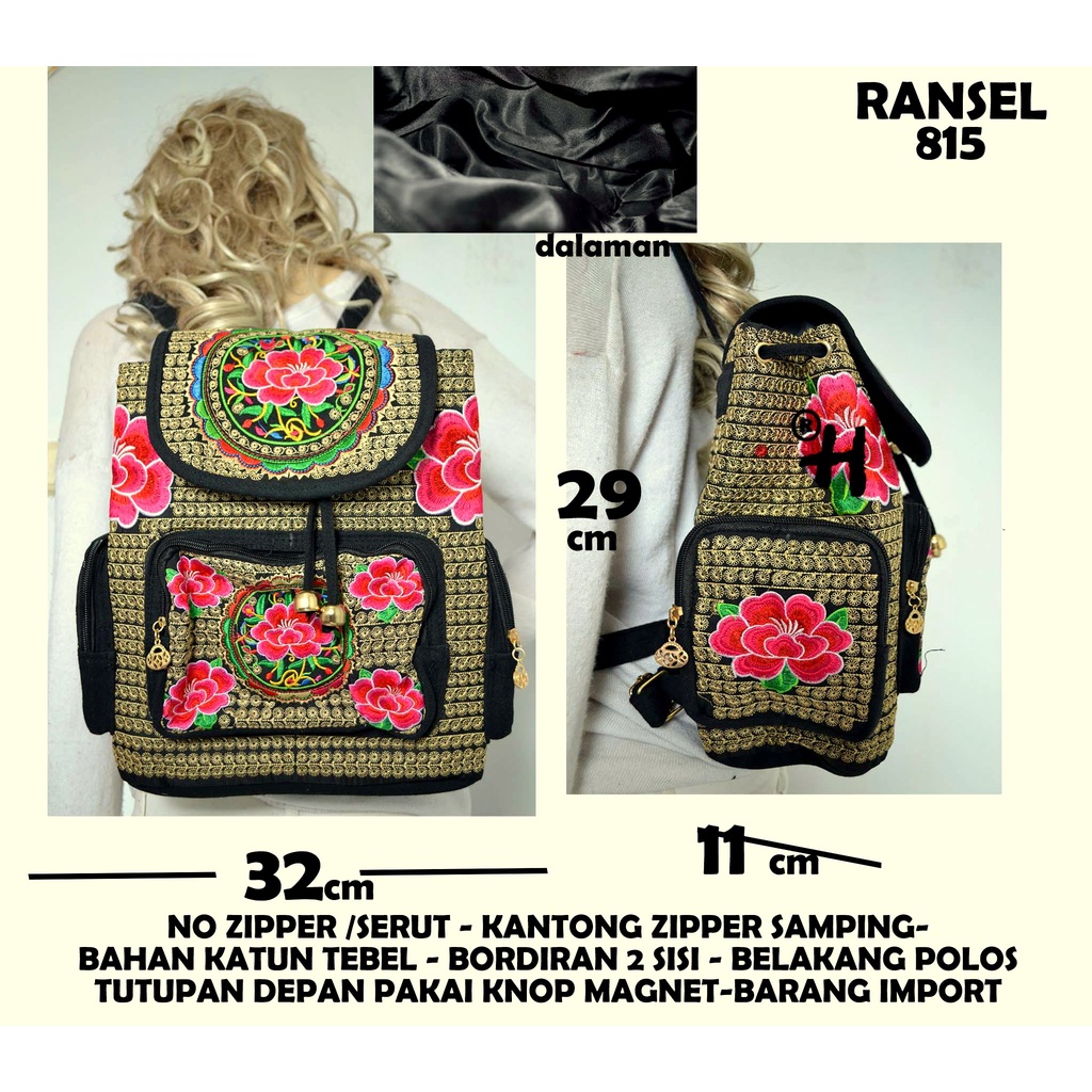 Jual RANSEL BORDIR/tas bordiran import/tas thailand/tas slempang/tas ...
