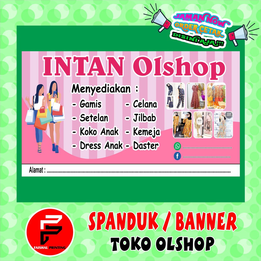 Jual Spanduk Toko Baju / Banner Toko Online shop/ Backdrop Toko Olshop ...