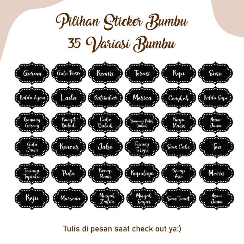 Jual Stiker Bumbu Dapur Waterproof Label Bumbu Satuan Shopee Indonesia 9603