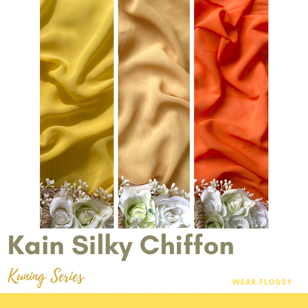 Jual Kain Silky Chiffon/Silky Sifon Color Kuning Series 1 meter (Lebar ...