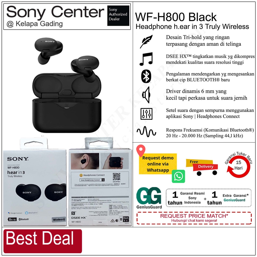Jual SONY WF-H800 Headphone in Truly Wireless Earphone