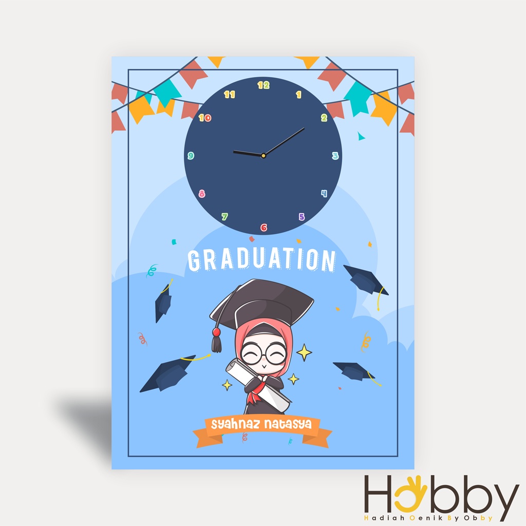 Jual JAM DINDING UNIK CUSTOM NAMA KARTUN HADIAH WISUDA KAYU SOUVENIR ...