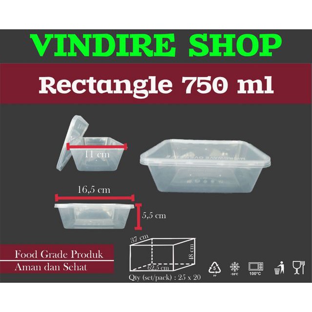 Jual [READY] Thinwall Persegi Panjang 750 Ml (Isi 25 Pcs) - Food ...
