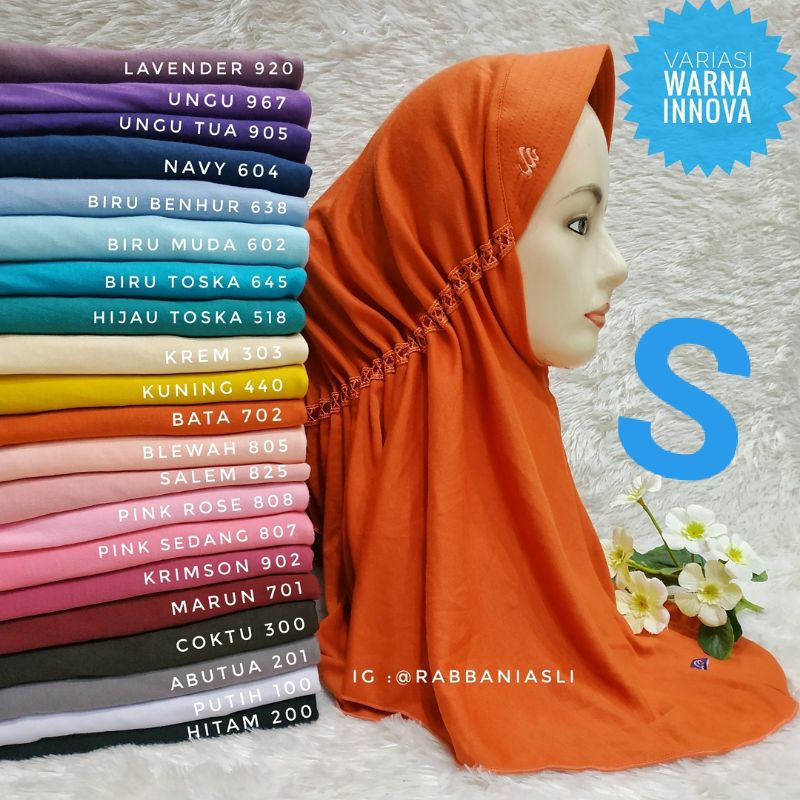 Jual RABBANI Kerudung Hijab Jilbab Sekolah Instan INNOVA Size S Warna ...